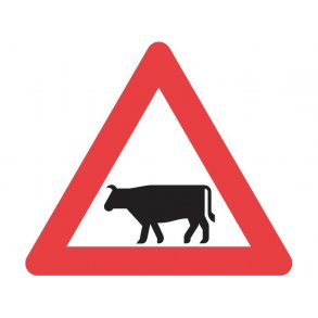 A27, vejskilt 70 cm. Kreaturer advarselstavle