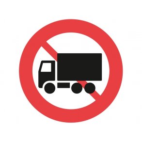 C23.1, vejskilt 70 cm. Lastbil forbudt