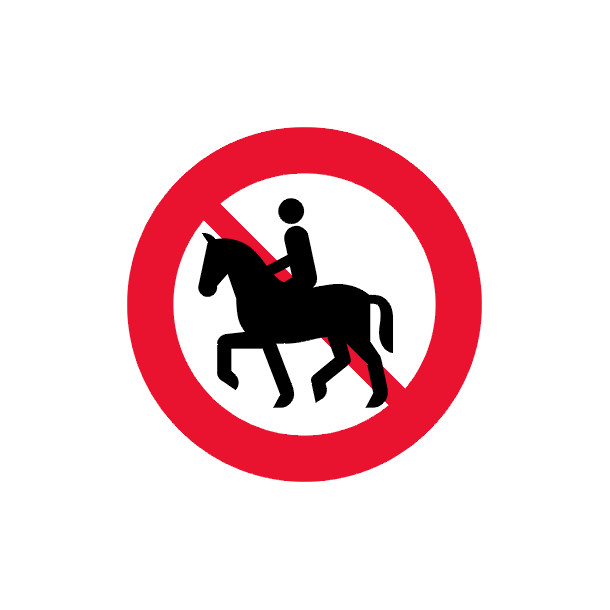 C26,1 70 cm. Ridning og fring af hest forbudt
